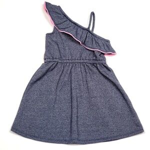 Janie and Jack Dress Girl Blue One Shoulder Pom Trim Size 3